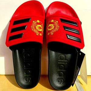 NWT Adidas Adilette Slides Size 8 In Red & Black
